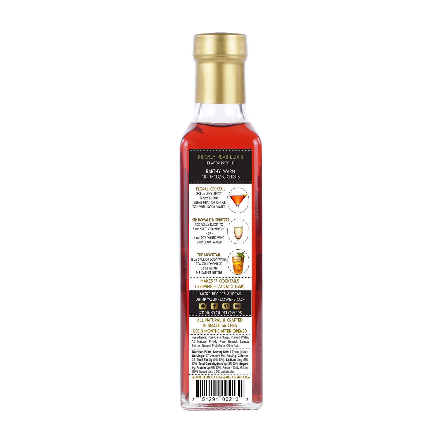 Prickly Pear Elixir. All Natural Cocktail & Soda Syrup.: Small - 2 oz/60mL