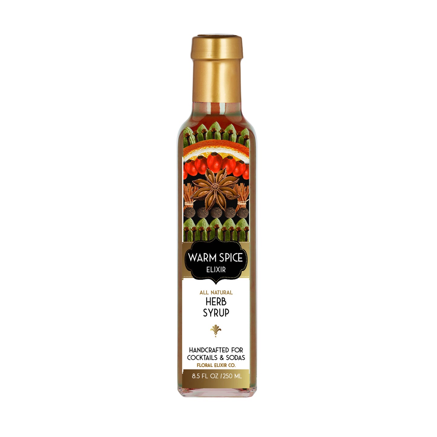 NEW! Warm Spice Elixir All Natural Cocktail & Soda Syrup.: Small - 2 oz/60mL