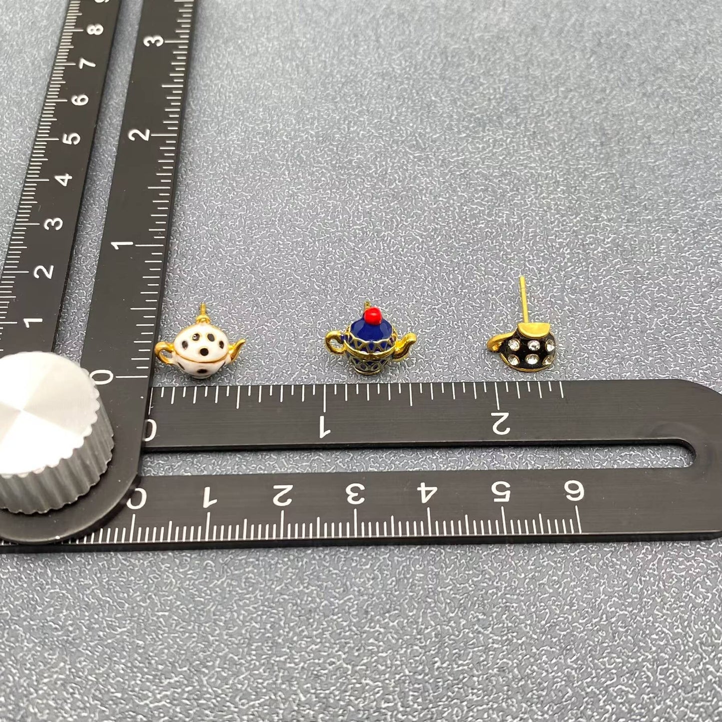 Enamel Tea Cup & Teapot Asymmetric Ear Studs: B