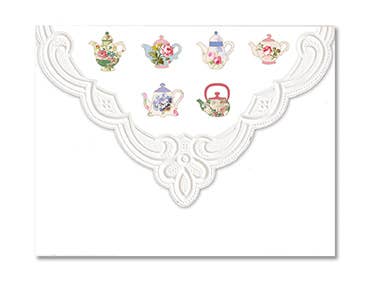 Quilted Tea Cup Embossed, Die-cut Boxed Note Cards ncp2333