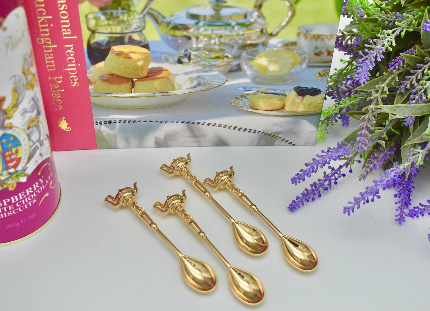Gold Plated spoon with Teapot Handles Gift Box Tea Coffee