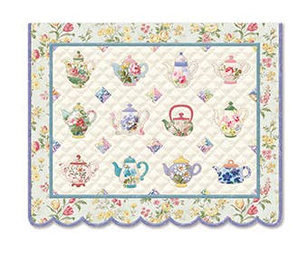 Quilted Tea Cup Embossed, Die-cut Boxed Note Cards ncp2333