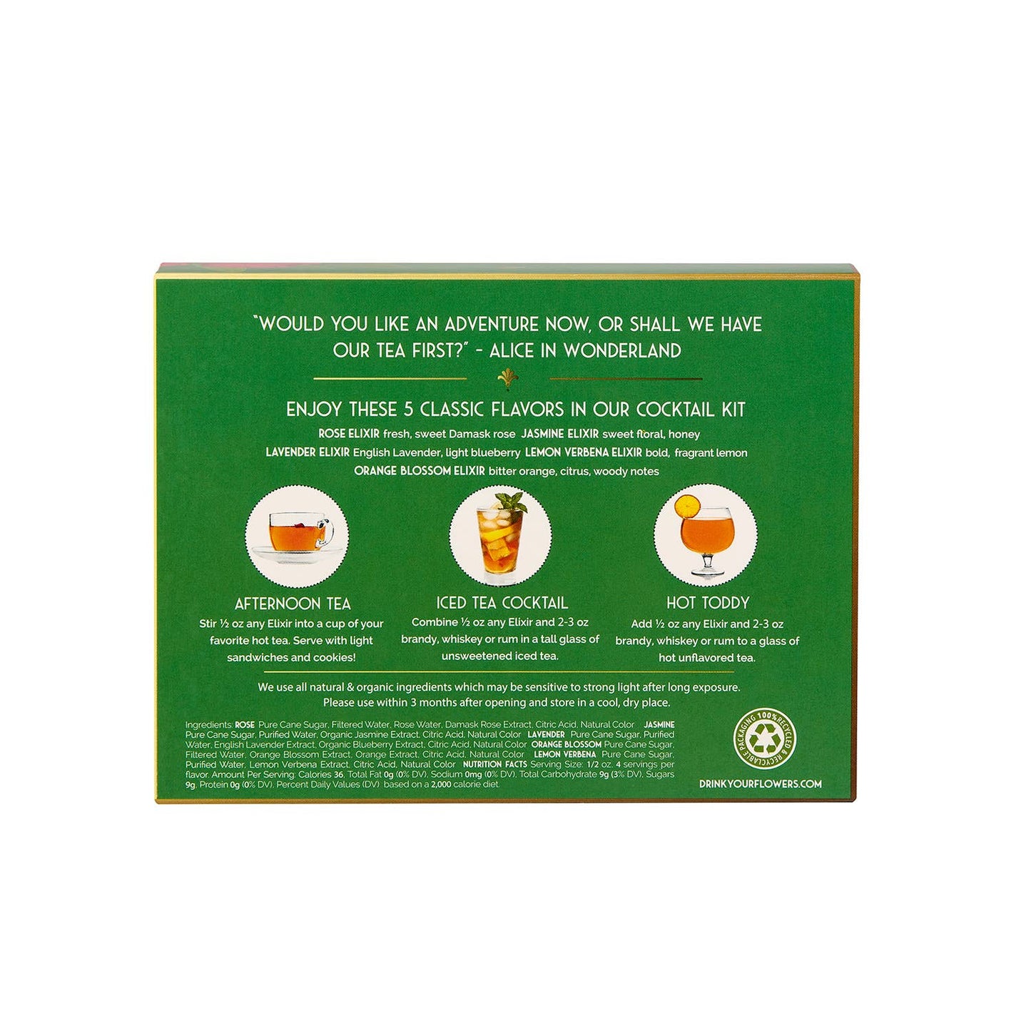 Tea Lovers Cocktail Kit. 5-Pack Flower Syrups.