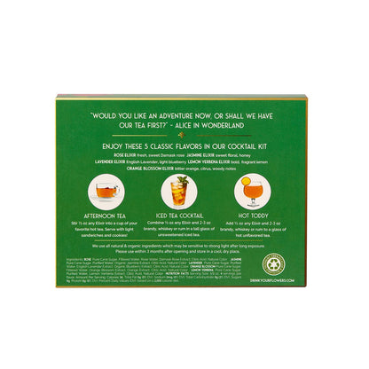 Tea Lovers Cocktail Kit. 5-Pack Flower Syrups.