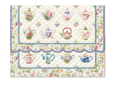 Quilted Tea Cup Embossed, Die-cut Boxed Note Cards ncp2333