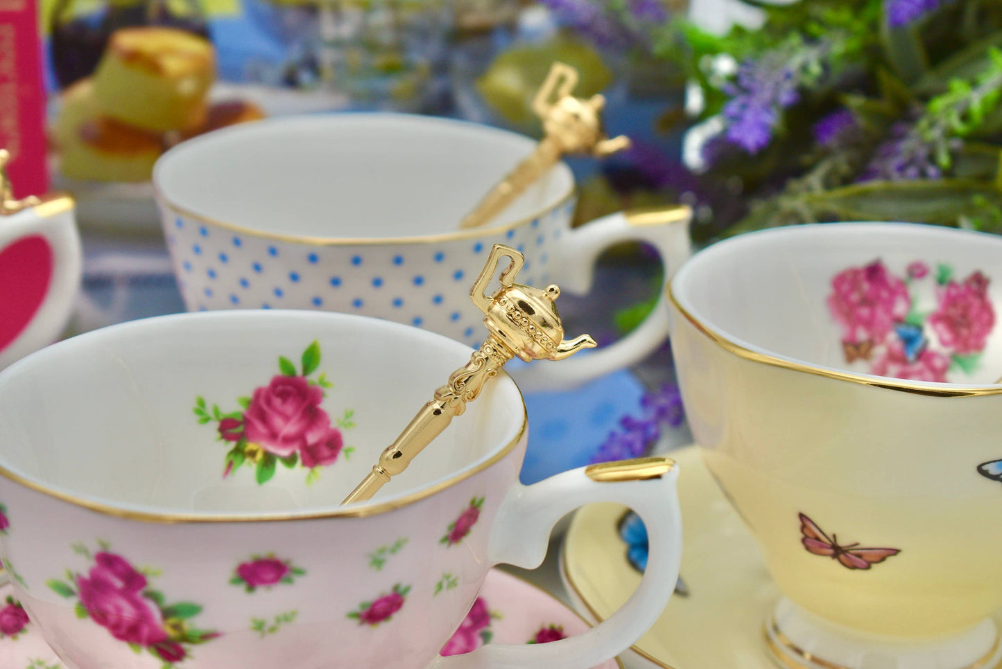 Gold Plated spoon with Teapot Handles Gift Box Tea Coffee