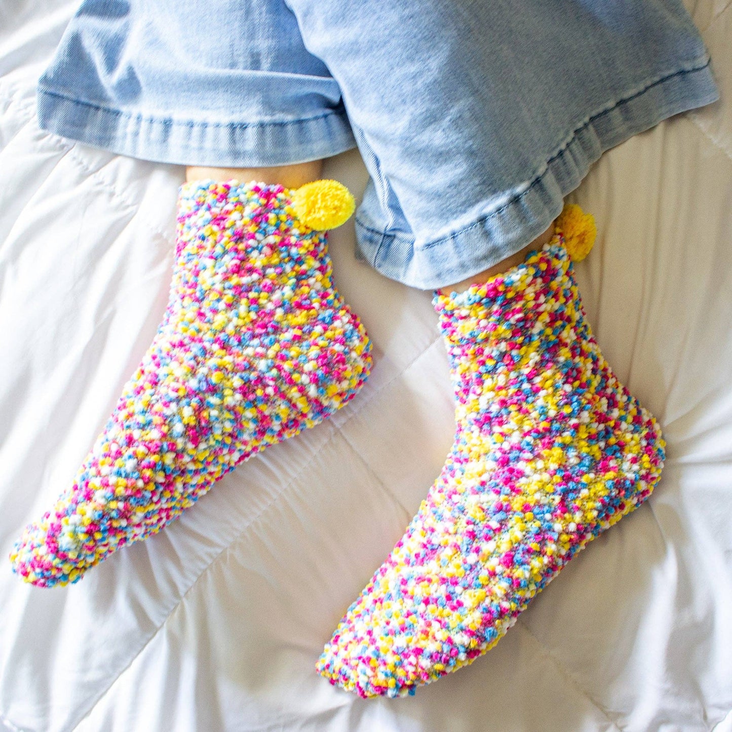 Cozy Cupcake Socks | Yellow Confetti (Plain)