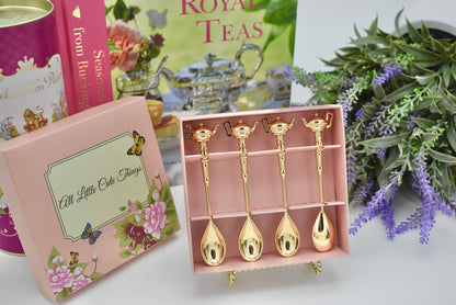 Gold Plated spoon with Teapot Handles Gift Box Tea Coffee