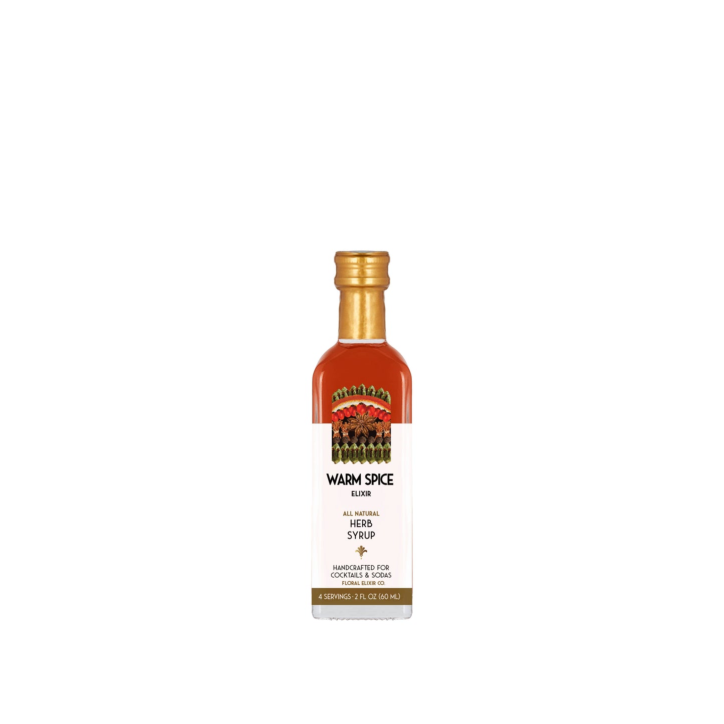 NEW! Warm Spice Elixir All Natural Cocktail & Soda Syrup.: Small - 2 oz/60mL