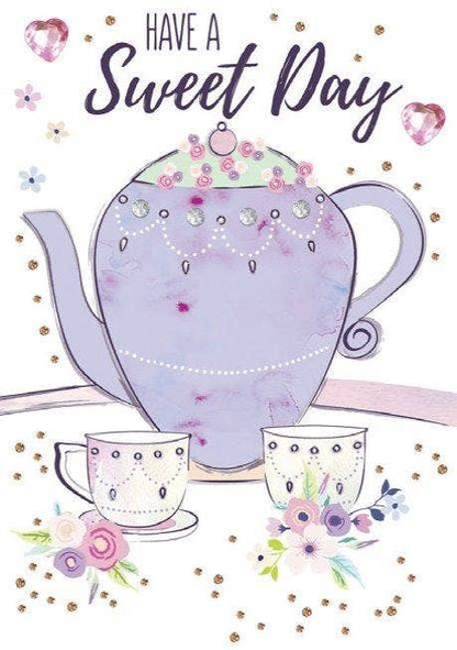 Blush - Purple Tea Pot Birthday Greeting Card 08341