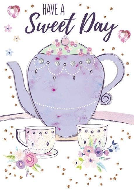 Blush - Purple Tea Pot Birthday Greeting Card 08341