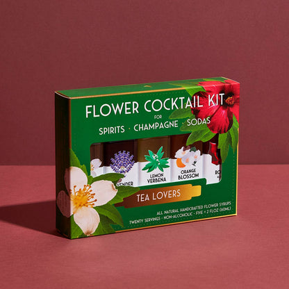 Tea Lovers Cocktail Kit. 5-Pack Flower Syrups.